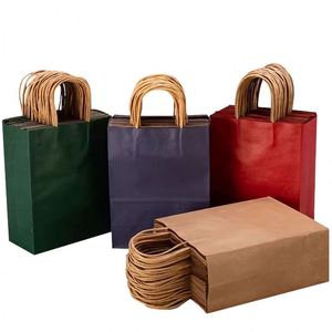 Making Various Colors Kraft <b>Paper</b> Bag Wholesale Food Packing Bag with Handle - Product Image 5
