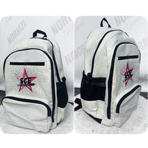 Sliver Rhinestones Cheer Mochila con bolsa de zapatos Glitter Cheer <span class=keywords><strong>Bag</strong></span> Custom Cheerleading Team Logo Sublimated Cheer Duffle <span class=keywords><strong>Bag</strong></span> - Product Image 4