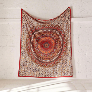 Mandala Bohemian Psychedelic <b>Floral</b> Kerala Tapestry | Indian Handicraft <b>Bedspread</b> Wall Hanging Tapestry 54x84 Inches - Product Image 1