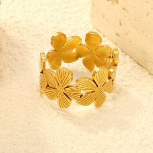 Anillos Ajustables de Acero Inoxidable con Baño de Oro de 18k, Personalizables, Resistentes al Agua, con Diseño de Flor, para Mujer, Venta al Por Mayor - Product Image 6