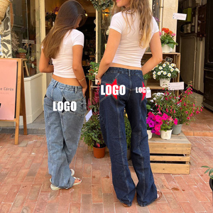 Jeans Vintage Y2K pour femmes motif étoile esthétique imprimé jambe droite ample Denim pantalons longs décontracté taille basse pantalon - Product Image 4