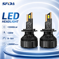 Ampoule de phare LED V18 120W, H4 H7 H11 9005 9006 Triple Tube en Cuivre 12000LM, Ampoule de phare LED de voiture haute puissance super lumineuse