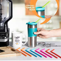 Ensemble de pailles réutilisables de couleur personnalisée avec brosse de nettoyage, sans BPA, en silicone de qualité alimentaire, courbées