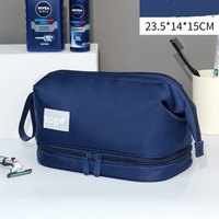 Tas Kosmetik Besar Tahan Air Portabel untuk Perjalanan Bisnis, Pemisah Basah Kering Bergaris Nilon, Tas Makeup Berkualitas Tinggi