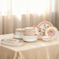 29 pièces de vaisselle en céramique personnalisée avec logo imprimé floral, assiettes, bols, maison, cuisine, hôtel, restaurant, cadeau unique