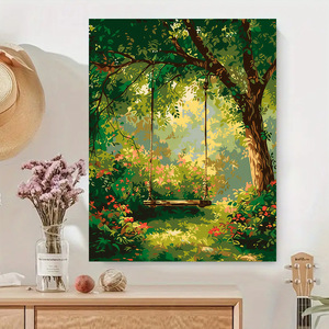 SONGWOOART Decorazione Casa 40x50cm Kit Tela Fai da Te Natura Verde Magica al Sole, Pittura con Numeri per Adulti Sentiero nella <span class=keywords><strong>Foresta</strong></span> - Product Image 2