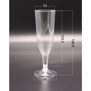 Premium Transparent 140ml GPPS Elegant Disposable Champagne Flute with Tall Stem for Wedding Party Celebration - Product Image 2