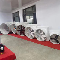 Ventilateur d'extraction de ventilation à cône FRP à faible bruit avec moteur à aimant permanent et porte papillon pour serre de ferme d'élevage de volaille