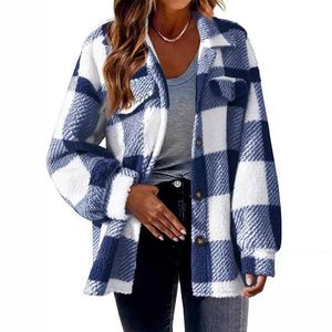 Veste en plaid d'hiver pour femmes, chemise longue à <span class=keywords><strong>carreaux</strong></span>, veste longue à manches longues pour femmes, chemises d'hiver pour femmes, manteaux pour femmes - Product Image 4