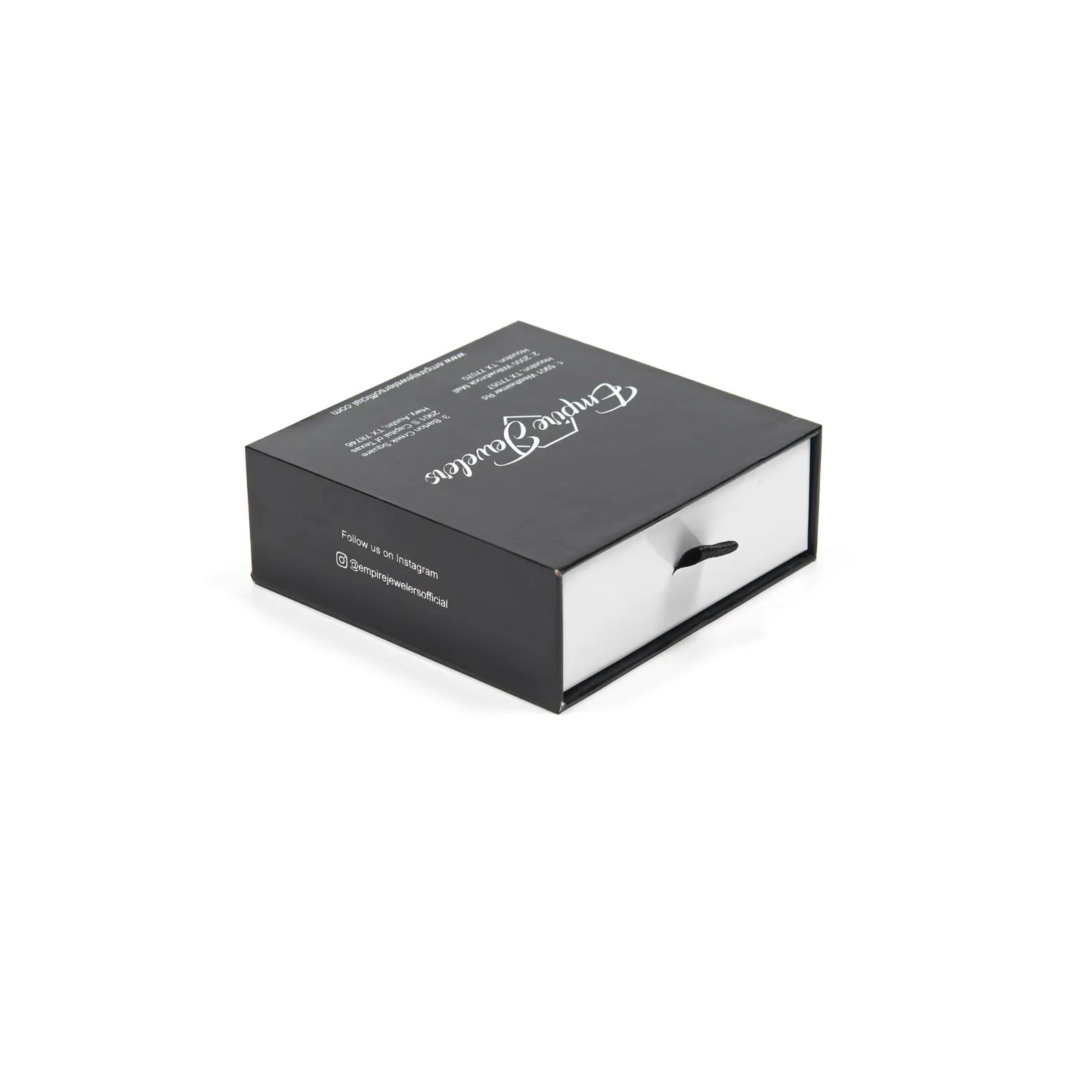 사용자 정의 작은 검은 선물 종이 포장 상자 실버 호일 스탬핑 로고 블랙 멋진 서랍 상자