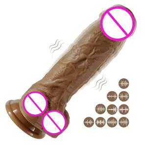 Mainan seks Vibrator Penis buatan wanita, Dildo besar silikon Mode 10 getaran Super tebal 8 inci untuk wanita cocok dengan mesin seks