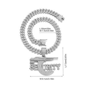 Collier fusil de <span class=keywords><strong>sniper</strong></span> personnalisé européen et américain, pendentif lettre de sécurité, plaqué or, approvisionnement direct, bijoux hip-hop - Product Image 6