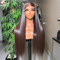 Perruque brune foncée ultra-lisse 13x6 HD Lace Front, cheveux humains alignés sur les cuticules, sans colle, 26 pouces, cheveux vietnamiens bruts SDD, vente en gros