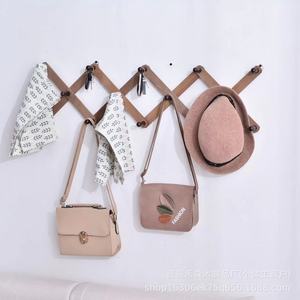 Cross-border solid <b>wood</b> <b>coat</b> <b>hooks</b> for entryways, wall-mounted clothes racks, telescopic <b>coat</b> racks, no-drill entryway clothes - Product Image 2