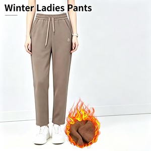 Modello QYK001 da 5,85 Dollari, <span class=keywords><strong>Pantaloni</strong></span> Invernali in <span class=keywords><strong>Pile</strong></span> per Donna Taglia XL-5XL, <span class=keywords><strong>Pantaloni</strong></span> da Jogging per Ragazze con Tasche - Product Image 2