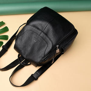 Bolso de hombro con tapa de cuero suave de alta calidad, mochila de viaje de estilo coreano para mujer, mochila informal sencilla - Product Image 4