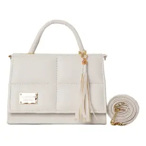 Bolso Bandolera Moderno Fana Laura Blanco para Mujer, Microfibra Blanca, Cuero Sintético, Decoración con Borlas, Correa de Hombro, para Todas las Temporadas - Product Image 1
