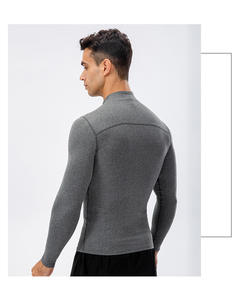 Sweat-shirt d'hiver pour hommes, doublé de polaire, haut de gamme, extensible, à manches longues, col montant, pour le sport, la course à pied et l'entraînement - Product Image 2