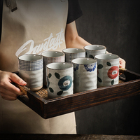 Tasse à café en grès de poterie grossière rétro japonaise peinte à la main en argile céramique tasse à expresso gravée Design pour thé lait eau