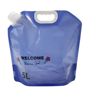 Factory manufacture custom printing spouted pouch with plastic handle leakproof shaped pouch with nozzle