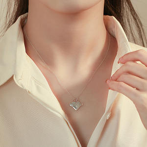 À la mode et vente chaude 925 en argent Sterling embrasser coeur brisé femmes pendentif collier bijoux haut de gamme en gros - Product Image 6