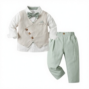 Nouveautés : Costumes de Cérémonie Garçon Cool Elves – Ensemble Deux Pièces pour Enfants, Modèles Printemps-Automne, Faux <span class=keywords><strong>Gilet</strong></span> et Manches Longues, Style Gentleman - Product Image 3