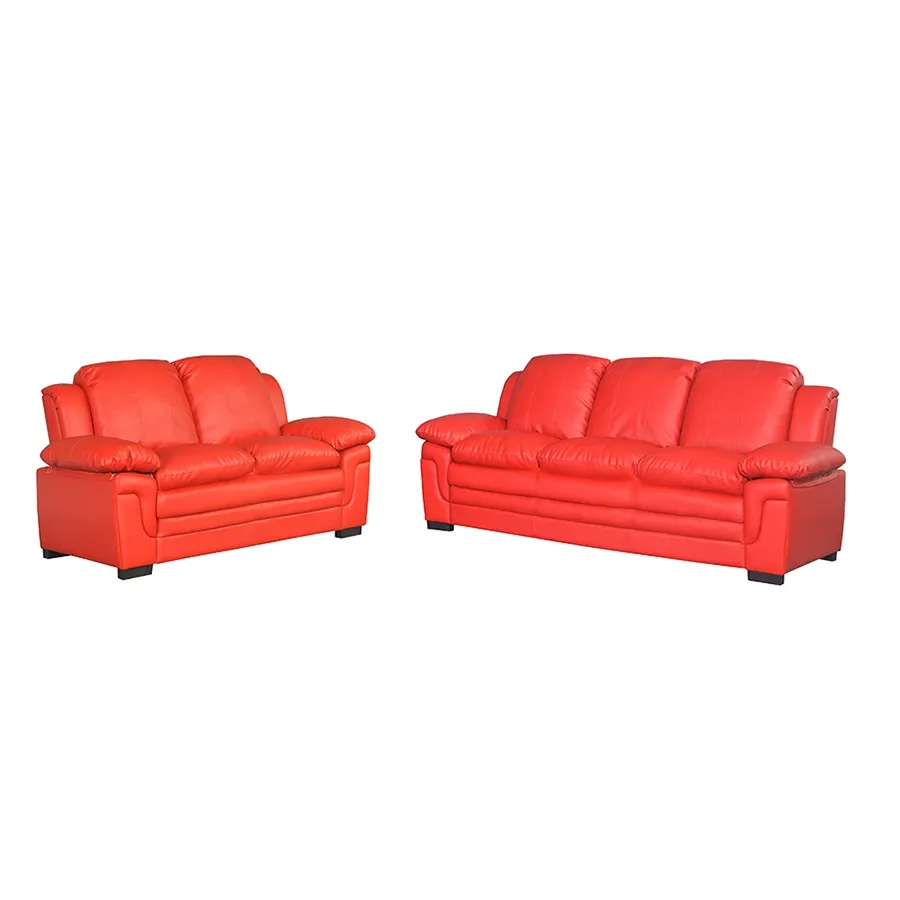 Оптовая продажа, дешевый современный простой домашний набор мебели для гостиной, роскошный красный диван из искусственной кожи для отдыха