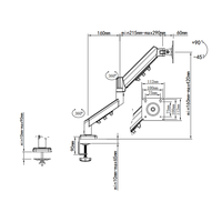 Support d'écran d'ordinateur en acier noir New Currents, amovible, pour bureau, table, jeu, réglable en hauteur, haute capacité de charge, 13-32 pouces