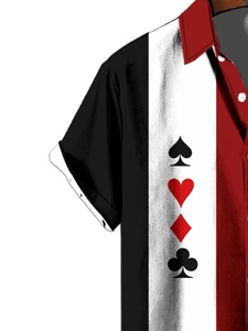 Camiseta con Estampado Digital 3D de Elementos de Cartas de Juego, 100% Poliéster, Lavable a Máquina, Bloques de Color Rojo, Blanco y Negro, <span class=keywords><strong>Marca</strong></span> de Moda - Product Image 5