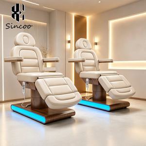 Luxury Modern Beauty Salon Electric 3 Motor Eyelash Spa Massage <b>Bed</b> with Wood Grain Stainless Steel Base Facial Beauty <b>Bed</b> - Product Image 1