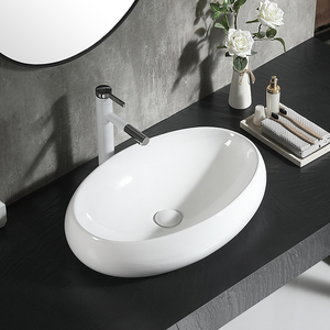 Pinzhu Bagno vanità bacini di ceramica fatti a <span class=keywords><strong>mano</strong></span> bianco lucido lavello controsoffitto bagno in ceramica <span class=keywords><strong>lavabo</strong></span> <span class=keywords><strong>lavabo</strong></span> - Product Image 3