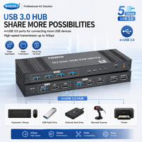 Commutateur KVM 2x2 en métal Hardrock à double affichage avec DP 4K/8K60 USB 3.0, commutation instantanée pour bureau et salle de contrôle