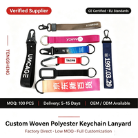Porte-clés personnalisé en nylon tissé avec logo imprimé, dragonne en tissu lisse, imperméable et durable, avec boucle supplémentaire pour clés