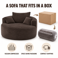 Übergroßes Rundes Cord-Sofa Geformter Schaumstoff Kreisförmige Lounge-Couch Große Geschwungene Rückenlehne Sitzgruppe für Wohnzimmer Apartment