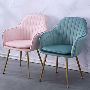 <span class=keywords><strong>Chaise</strong></span> de salle à manger élégante et luxueuse avec dossier en velours doux et pieds en métal modernes pour salon et restaurant de loisirs - Product Image 2