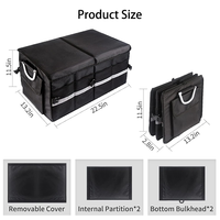 Grande boîte de rangement pour coffre de voiture imperméable avec couvercle rigide, poignée en alliage d'aluminium et bande réfléchissante, pliable, pour SUV