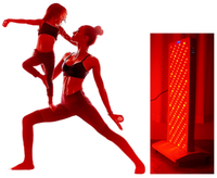 Panneau de luminothérapie rouge sur pied, 8 longueurs d'onde, écran tactile, télécommande, usage domestique, soulagement de la douleur NIR, prise US, 360 LED
