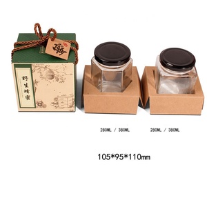 Bán buôn xách tay sang trọng kraft giấy sóng hình lục giác chai vuông Jar bao bì Mật Ong Ong hộp với chèn - Product Image 5