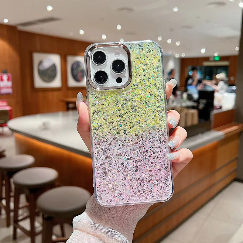 Electroplated Frame - High Glitter Gradient - Yellow Pink