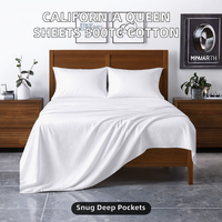 Parure de draps Queen Size 500 fils/cm² en satin 100% coton, poches profondes, élastique tout autour, ajustement parfait CN