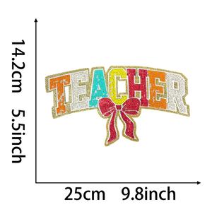 2025 moda Día del Maestro grandes parches de diseñador senior personalizados Chenille lentejuelas bordado brillo arco parches para ropa - Product Image 2