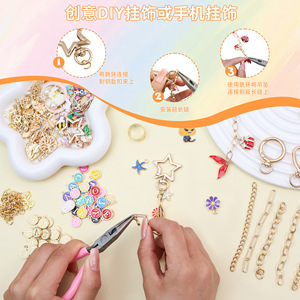 Kit de 286 Piezas para Hacer Joyería DIY de Aleación Esmaltada, Abalorios Coloridos, Colgantes de Letras, Accesorios para Hacer Llaveros con Herramientas - Product Image 6