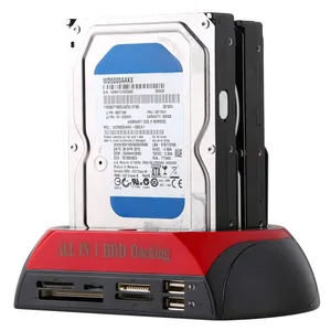 Best Selling All in 1 Dual 2.5 inch/3.5 inch SATA/IDE HDD Dock Station with Card Reader and Hub