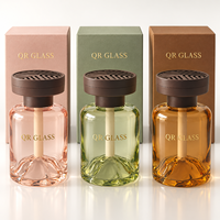 Bouteille diffuseur à roseaux en verre ambré de 120 ml avec couvercle en bois, flacon vide rond pour huiles essentielles d'aromathérapie pour parfum d'intérieur