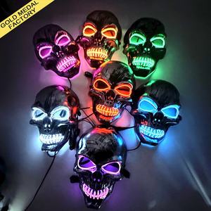 Gros Crâne Masque Complet Halloween Cosplay <span class=keywords><strong>Horreur</strong></span> Lumineux LED Masque 10 Unique Couleur <span class=keywords><strong>Thriller</strong></span> pour Choix Fête Lueur Masque - Product Image 1