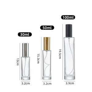 Sottile cilindro alto 30ml 50ml 100ml bottiglia di profumo in vetro 18mm 15mm collo a vite oro nero argento pompa fondo spessa - Product Image 2