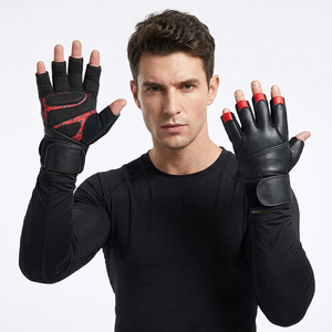 Saar Industries Custom Made Leather Non-Slip for Closure Long Cuff <b>Weight</b> Lifting Gym Gloves Wrist Support Palm Protection - Product Image 6