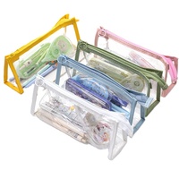 YUCHUAN Y622 Xiuzhu Fournitures Scolaires Trousse à Crayons Transparente Triangulaire Vente en Gros Grande Capacité Boîte à Crayons Mignonne pour Filles