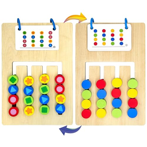 Jouets éducatifs en bois pour enfants, jeu de marche double face quatre couleurs, pour l'apprentissage des formes et des couleurs - Product Image 1