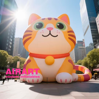 Animaux gonflables de dessin animé de chat gonflable de dessin animé mignon avec lumière LED la nuit